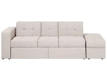 Sofa Bed 3 Seater FALSTER Fabric Beige with Storage - Living Room
