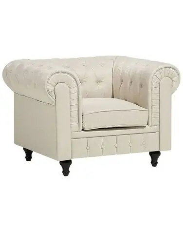 Armchair CHESTERFIELD Fabric Beige - Living Room