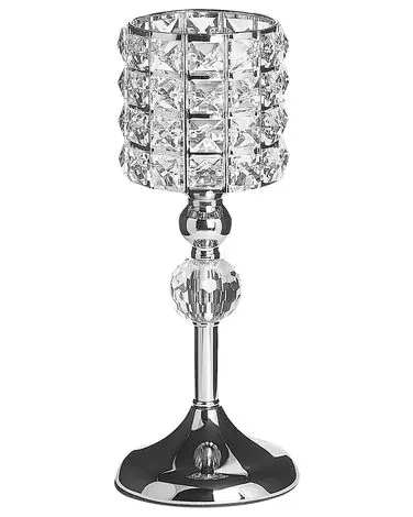 Candle Holder AVORD Glass 33 cm Silver - Home Accessories