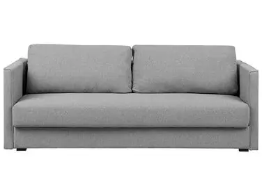 Sofa Bed 3 Seater EKSJO Fabric Light Grey with Storage - Living Room