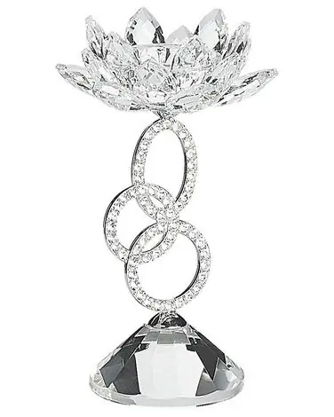 Candle Holder OVIEDO Glass 19 cm Silver - Home Accessories