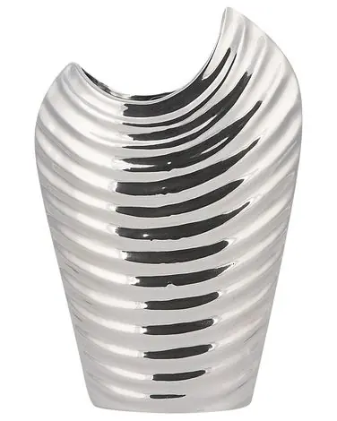 Jarrón decorativo ECETRA Gres 26 cm Plateado - Accesorios decorativos