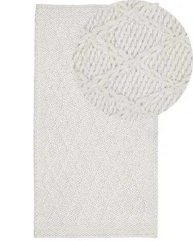 Alfombra ERZIN Blanco crema 80 x 150 cm Lana - Accesorios decorativos