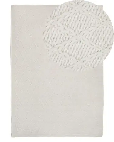 Alfombra ERZIN Blanco crema 140 x 200 cm Lana - Accesorios decorativos