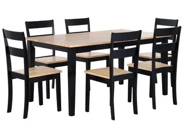 Conjunto de comedor GEORGIA Madera Marrón/Negro 6 plazas - Sala de estar