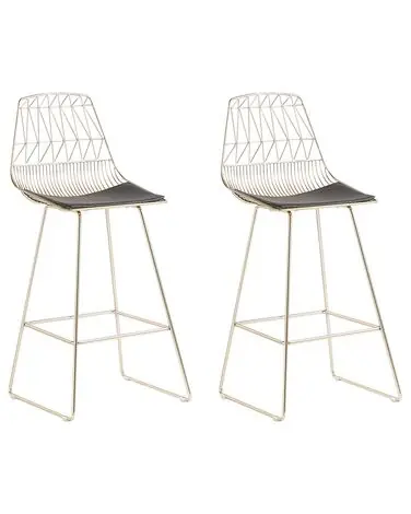 Conjunto de 2 sillas de bar PRESTON Metal Dorado - Comedor