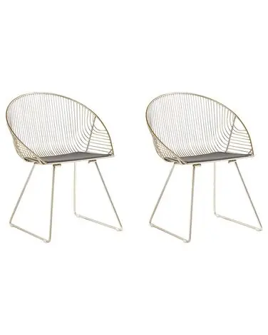 Conjunto de 2 sillas de comedor AURORA Metal Dorado