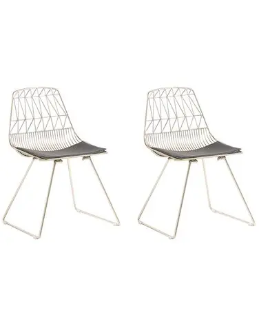 Conjunto de 2 sillas de comedor HARLAN Metal Dorado