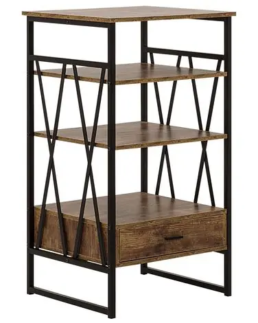 3 Tier Shelving Unit KEENE 101 cm Dark Brown - Living Room