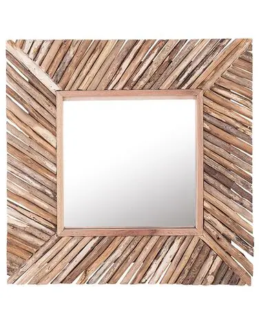 Wall Mirror KANAB 60 cm 60 cm Teak Wood Brown - Home Accessories