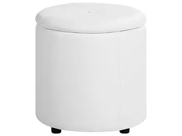 Storage Pouffe MARYLAND Faux Leather White - Living Room