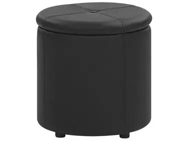 Storage Pouffe MARYLAND Faux Leather Black - Living Room