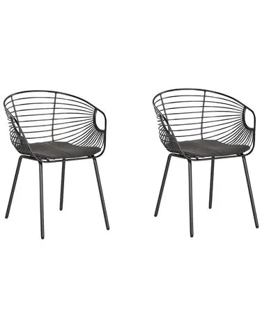 Conjunto de 2 sillas de comedor HOBACK Metal Negro