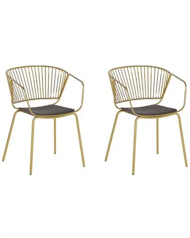 Conjunto de 2 sillas de comedor RIGBY Metal Dorado