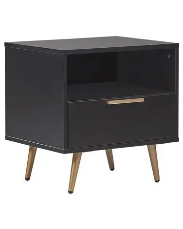 1 Drawer Bedside Table INDIO Black - Bedroom