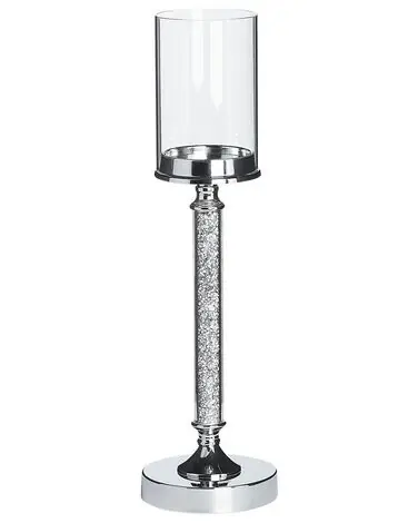 Candle Holder ABBEVILLE Glass 48 cm Silver - Home Accessories