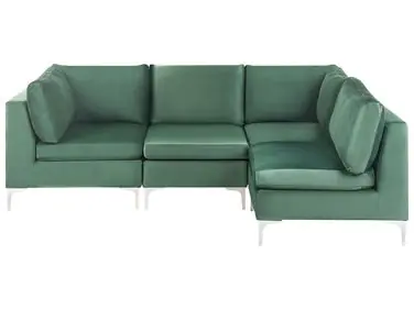 Sofá modular esquinero 4 plazas EVJA Izquierda Verde Terciopelo - Sala de estar