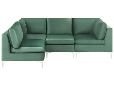 Sofá modular esquinero 4 plazas EVJA Derecha Verde Terciopelo - Sala de estar