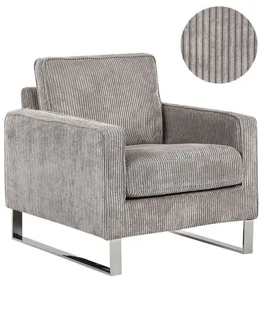 Armchair VIND Corduroy Light Grey - Living Room