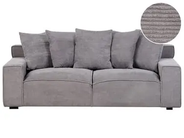 Sofa 3 Seater VISKAN Corduroy Dark Grey - Living Room