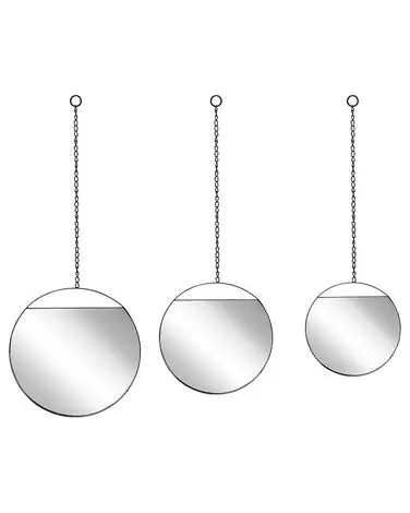 Wall Mirror ODOS 33/29/24 cm 80/75/69 cm Metal Black - Home Accessories