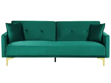 Sofa Bed 3 Seater LUCAN Velvet Emerald Green - Living Room