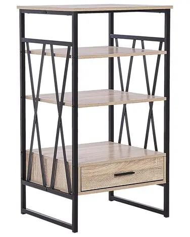3 Tier Shelving Unit KEENE 101 cm Light Brown - Living Room