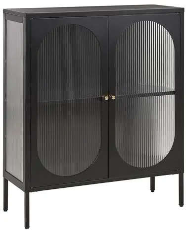 Aparador vitrina SARRE Metal 90 cm Negro - Sala de estar