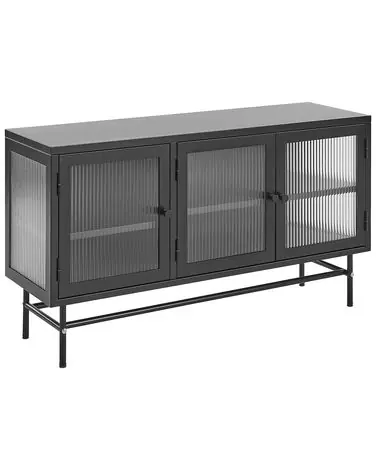 Aparador vitrina DEVON Metal 115 cm Negro - Sala de estar