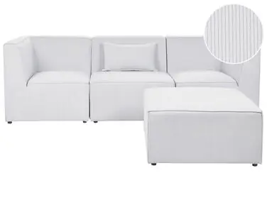 Sofá modular 3 plazas LEMVIG Blanco crema Pana con otomana - Sala de estar
