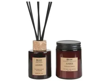 Vela aromática con difusor de fragancia DARK ELEGANCE 9 cm Marrón - Accesorios decorativos