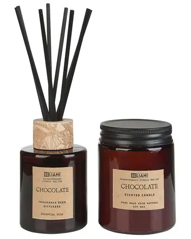 Vela aromática con difusor de fragancia DARK ELEGANCE 9 cm Marrón - Accesorios decorativos