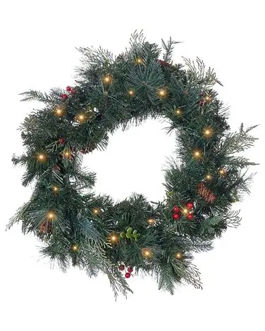 Corona de Navidad LED ELBRUS Verde 60 cm - Accesorios decorativos