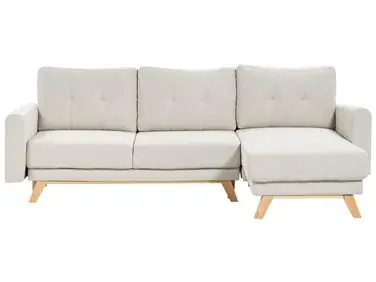 Sofa Bed 3 Seater SIRO Fabric Light Beige with Storage Left Hand - Living Room