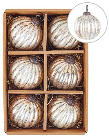 Conjunto de 6 bolas de Navidad IVOIRE Vidrio Plateado