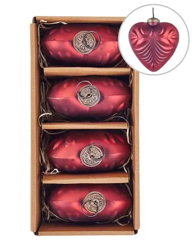 Set of 4 Baubles FERIABLE Glass Red - Christmas