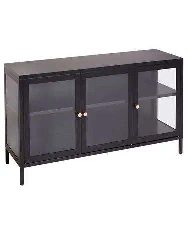 Aparador vitrina NEWPORT Metal 115 cm Negro - Sala de estar