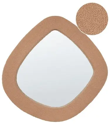 Wall Mirror EPIRY 79 cm 80 cm Boucle Light Brown - Home Accessories