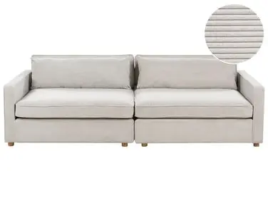 Sofa 3 Seater VINSTRA Corduroy Light Grey - Living Room