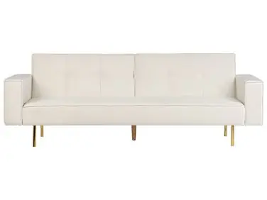 Sofa Bed 3 Seater VISNES Velvet Off-White