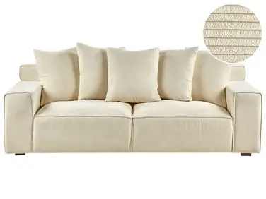 Sofa 3 Seater VISKAN Corduroy Light Beige - Living Room