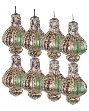 Set of 8 Baubles BRILLANT Glass Green - Christmas