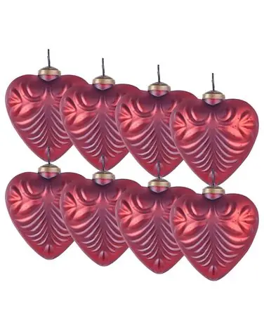 Set of 8 Baubles FERIABLE Glass Red - Christmas
