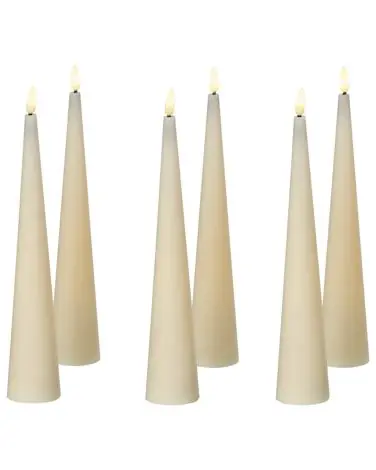 Conjunto de 6 velas LED AURUM 28 cm Blanco crema - Accesorios decorativos