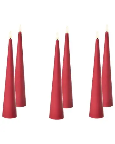 Conjunto de 6 velas LED AURUM 28 cm Rojo - Accesorios decorativos