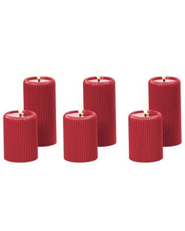 Conjunto de 6 velas LED NOISETTE 10/16 cm Rojo - Accesorios decorativos
