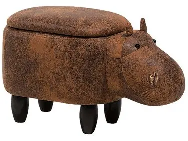 Puf animal con almacenaje HIPPO Piel sintética Marrón Hipopótamo - Sala de estar