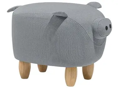 Animal Stool PIGGY Fabric Light Grey Pig - Living Room