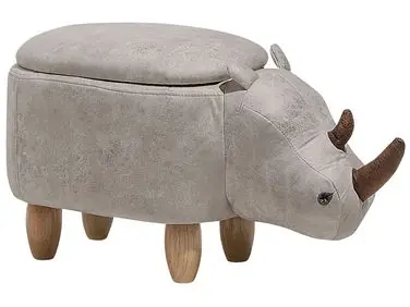 Storage Animal Stool RHINO Faux Leather Light Grey Rhino - Living Room