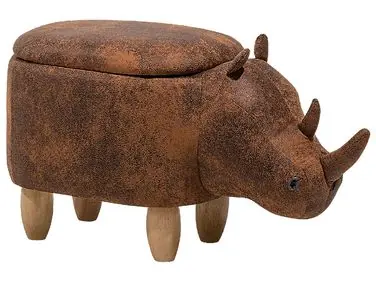 Storage Animal Stool RHINO Faux Leather Light Brown Rhino - Living Room